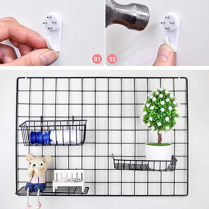 2 Pack Large Wall Grid Panels with Light and Clips, Photo Display Board, Picture Frame Collage Board, Wire Grid Wall Panel Room Decoration,Black | Picture Frames Collage , Wire Grid Wall Panel Room Decoration