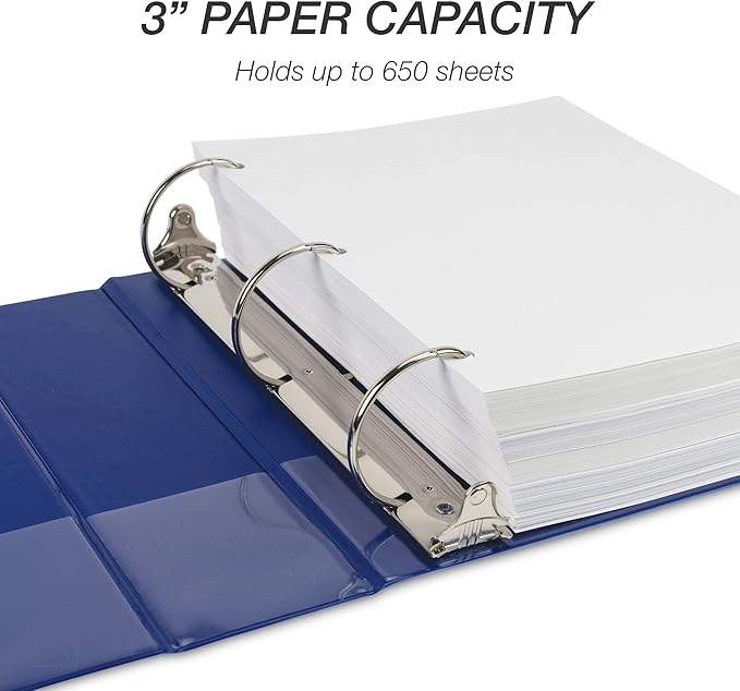 Samsill Durable 4 inch 3 Ring Binder, D Ring Binder, 100% Recycled Chipboard, Blue