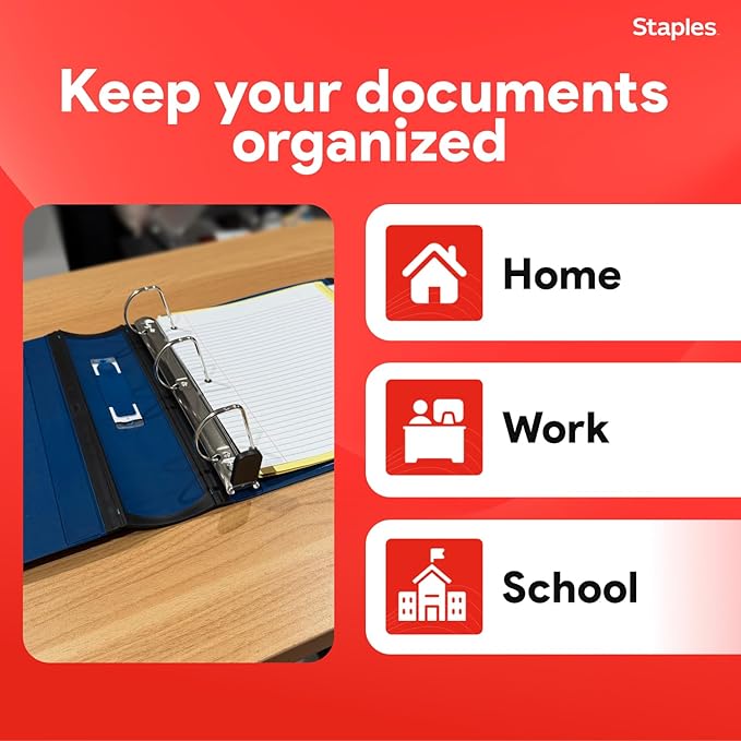 Staples Better Binder, 2-Inch 3-Ring, Blue, Heavy-Duty | Reinforced binder built for school and office document organization.