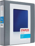 Staples Standard 1 1/2" 3-Ring View Binder, Gray