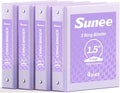 SUNEE 1.5 Inch Binders 3 Ring 4 Pack, Clear View 1 1/2 Inch Binders Three Ring PVC-Free (Fit 8.5x11 Inches) for School or Office Supplies, Purple