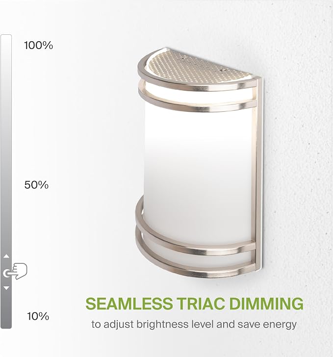 ASD Indoor LED Wall Sconce Lights - 8 Inch 15W Brushed Nickel Modern LED Wall Sconces Hardwired - ETL Dimmable 3000K 4000K 5000K Adjustable Sconce Light Fixture for Bedroom, Hallway
