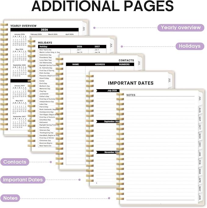 Academic Planner 2026-2027, Monthly & Weekly Jul 2026-Jun 2027 Planner | 6.3" x 8.5" Calendar Planner for Women, Hardcover Pretty Organizer for Women, School Office Home Supplies, Lavender Bunch