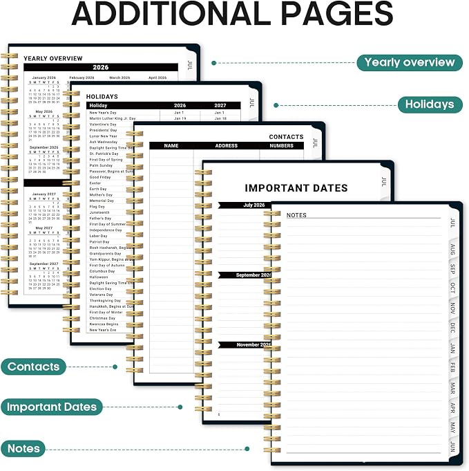Academic Planner 2026-2027, Jul 2026-Jun 2027 Monthly & Weekly Planner