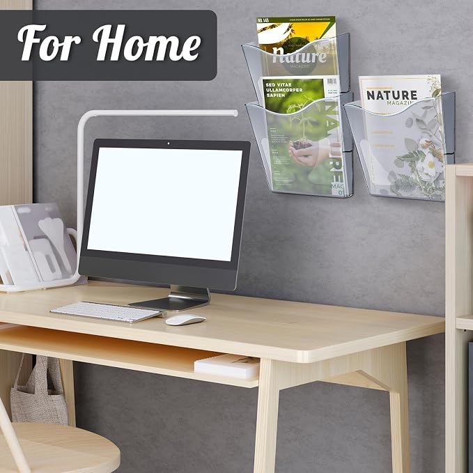 RattanView 10 Pack Acrylic Wall Pocket File Holders Single Pocket Wall Mount File Organizer Hanging Mail Magazines Organizers for Office Home Classroom(Transparent Black)