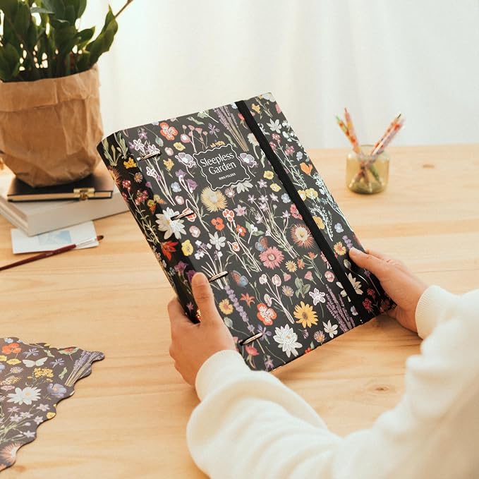 Grupo Erik 4 Ring Binder A4 - Sleepless Garden, Stationery Gifts | A4 Folder with Elastic closure, School Folders for Paperwork A4, Back to School Supplies | Cute Stationary Gifts