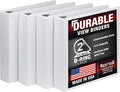 Samsill Durable 2 inch 3 Ring Binder, D Ring Binder, 100% Recycled Chipboard, White, 4 Pack