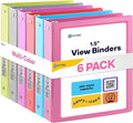 Enday 1.5 Inch Binder (6 Pack - Assorted Colors) 3 Ring Binder 1.5 inch with Clear View Cover and 2 Inside Pocket - for Letter Size 8.5 x 11'' Paper, Ideal for School Supplies, Office, and Home