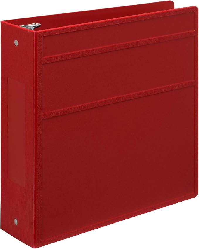 Carstens 3-Inch Heavy Duty 3-Ring Binder - Side Opening, Brick Red, Durable Plastic, Precision No-Gap Rings, Waterproof Cover, No Pockets, Holds 400 US Letter Sheets, BPA-Free, Made in USA (1740-3R)