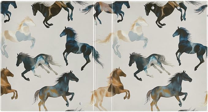 Western Brown Horse 3 Ring Binder with 2 Interior Pockets 1.5 inch Binders 3 Ring Heavy Duty Fit 8.5" x 11" Letter Size for Office School, 2 Pack