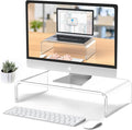 Acrylic Monitor Stand Riser Clear Laptop Stand Riser L15 xW7.5 xH4 | PC Holder, Compatible with All Notebooks and Monitor, Decoration for Office & Home,White Aesthetic Design, Office Supplies