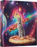3 Ring Binder Cat Pizza Planets 1.5" Round Ring Binders View Binder with 200 Sheet for Women Men Office Kids School Supplies, 1 Pack