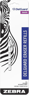 Zebra Pen DelGuard Mechanical Pencil Eraser Refill, White, 5-Pack