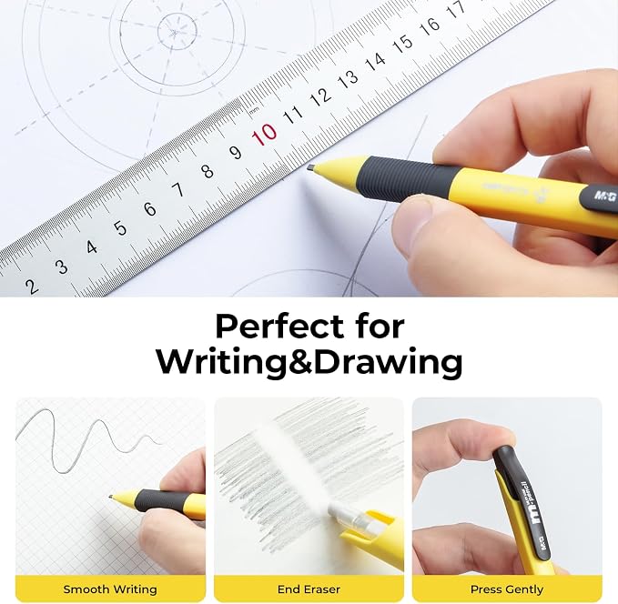 M&G Thick Lead Mechanical Pencil Set, With Colorful Barrel Thick Point (1.8mm), With Erasers, Writes Smooth & Dark, School Supplies, Office Supplies, Sketching Pencils, Drafting Pencil, 12 Count