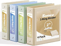 SUNEE 3 Ring Binder 2 Inch 4 Pack, Clear View Binder Three Ring PVC-Free (Fit 8.5x11 Inches) for School or Office Supplies, Neutral Aesthetic