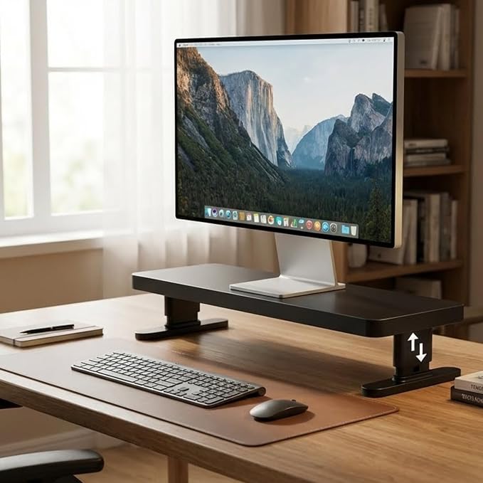 Adjustable Monitor Stand with 4 height options, Desk Shelf for Top of Desk Adjustable