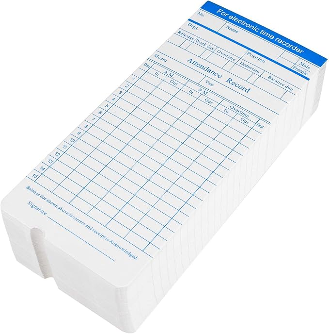 Flexzion Time Cards, Monthly Timesheet, Clock Timecard - 270 Pack, 6 Column 2-Sided Orange/Blue, Card for Time Punch Clock, Employee Attendance, Payroll Recorder, Small Business