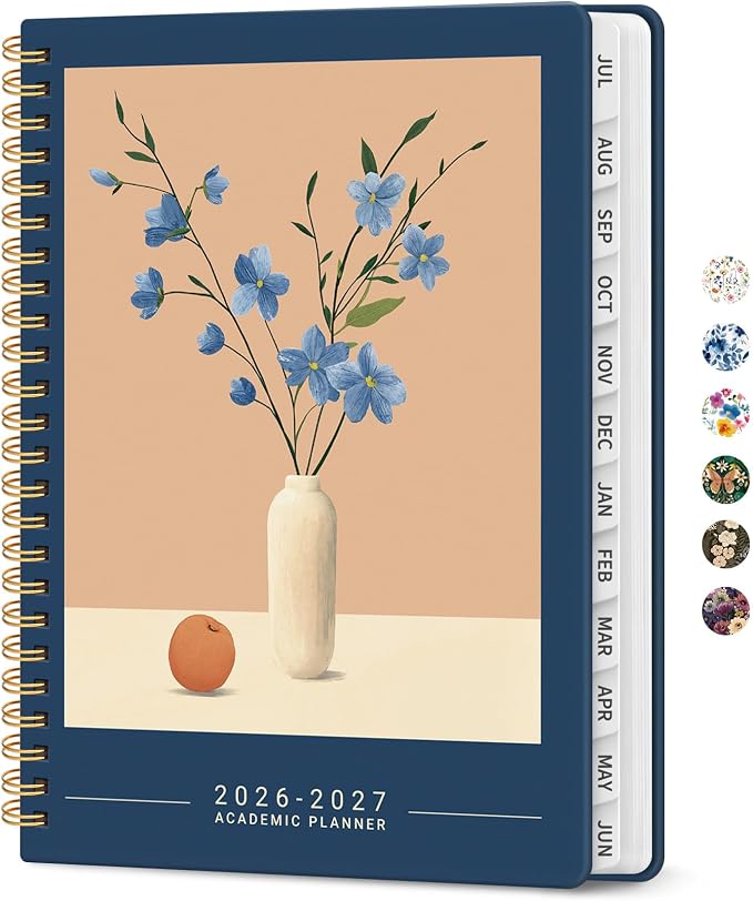 Taja Planner 2026-2027, Jul 2026-Jun 2027 Monthly & Weekly Calendar Planner | 6.3" x 8.5", Hardcover Academic Calendar, Teacher Student Agenda Book with Tabs, School Office Supplies, Soft Balance
