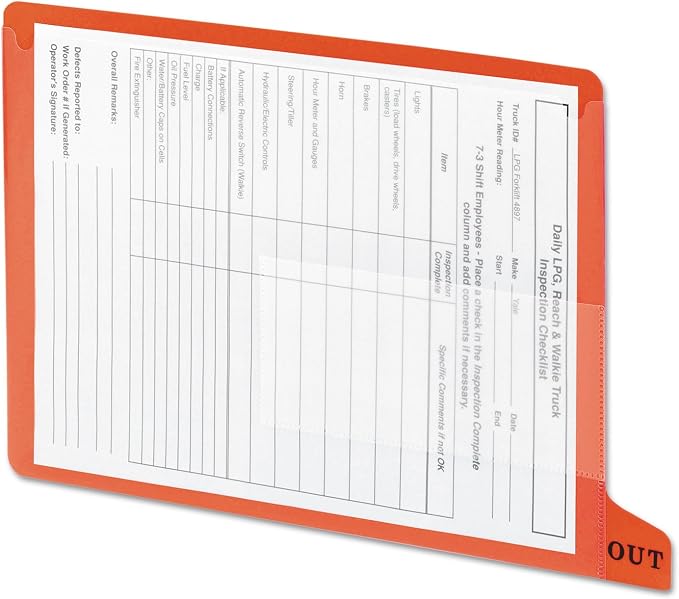 Smead End Tab Poly Out Guide, Two Pocket, Bottom Position Tab, Letter Size, Red, 25 per Box (61950)