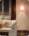 Floor Lamp, Pole with Foot Switch, Modern Standing Lamp Lampshade, Minimalist Freestanding Lamp (Bulb Not Included), for Living Room, Bedroom Office ETL Listed, Gold and Pink DP07LD05