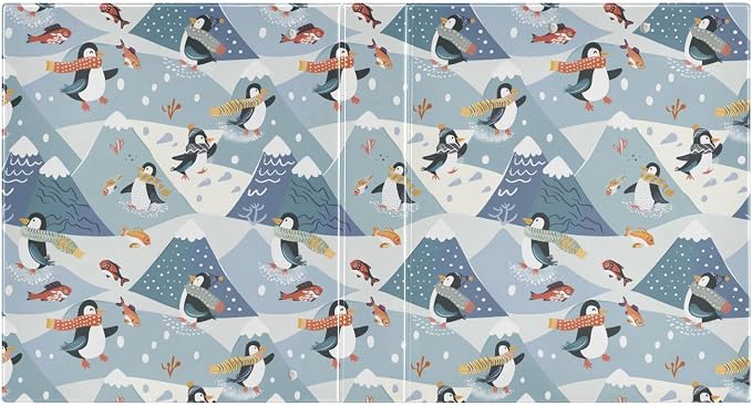 Skiing Penguins Winter 3 Ring Binder 1.5" Decorative D-Ring Binder with Clipboard&3 Clear Pockets, Holds 200 Sheets A4 Size Paper Waterproof Binders for School Home Office|2 Pack