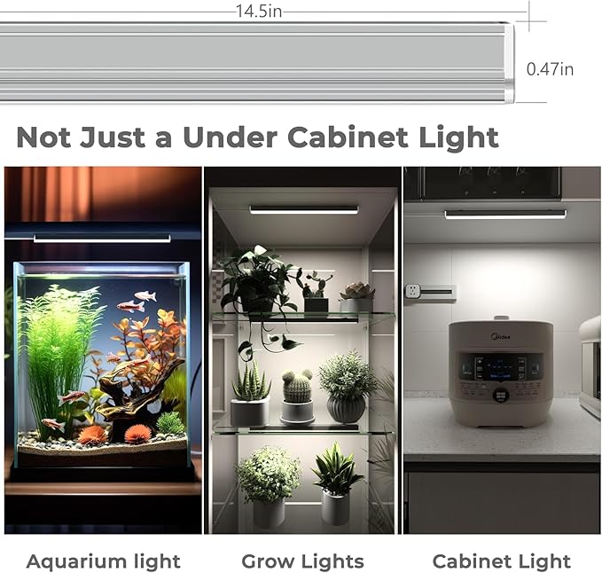 ASOKO 14.5" Under Cabinet Lighting Dimmable 3 Colors | ASOKO 14.5" Under Cabinet LED Grow Light, 3 Colors Dimmable Plug in Counter Strip for Kitchen Desk