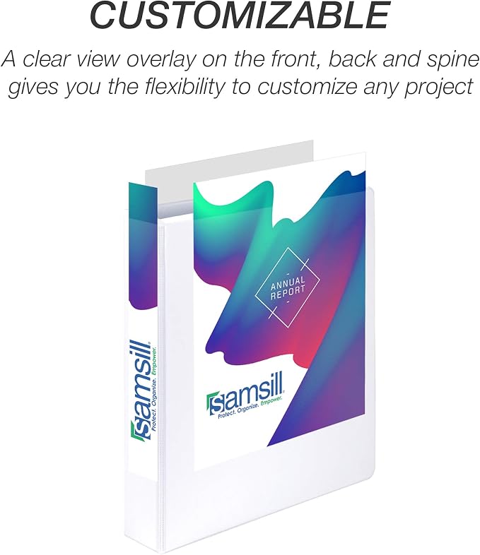 Samsill Durable 1.5 inch 3 Ring Binder, D Ring Binder, 100% Recycled Chipboard, White