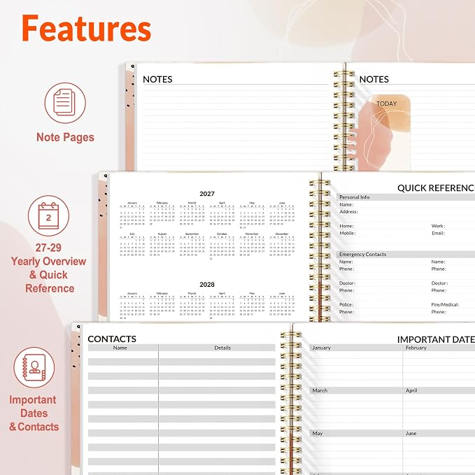 SUNEE 2027 Appointment Book, Quarter-Hourly, Weekly Monthly Planner, 6" x 8.3",Pink Breeze