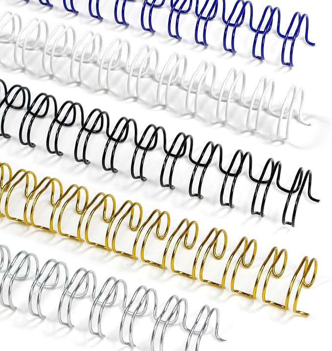 Rayson Wire Binding Spines, 5/16" 3:1 Pitch, 32-Loop, Multicolor, 100 Pack | Includes black, gold, blue, white and silver; 5/16" wire size fits 3:1 pitch machines for everyday documents.