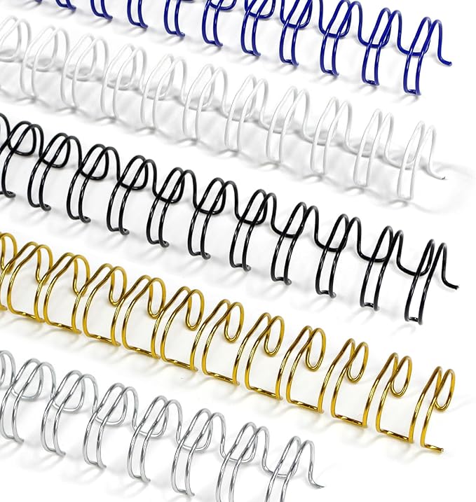 Rayson Wire Binding Spines, 3/8" 3:1 Pitch, 32-Loop, Multicolor, 100 Pack | Available in black, gold, blue, white and silver; choose from multiple size options for 3:1 pitch binders.