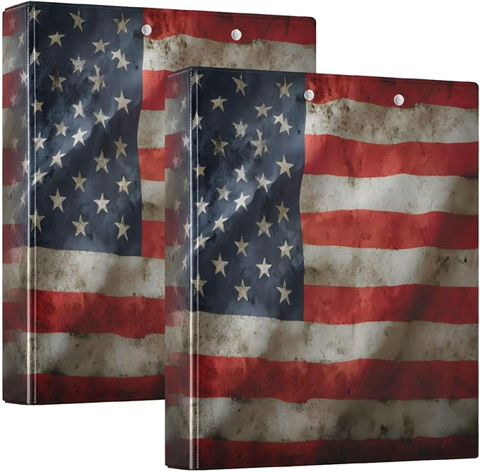 ALAZA 3 Ring Binder American Flag Us Patriotic Flag Clipboard Round Ring Binder Holds 1.5 Inch Three Rings Binder Heavy Duty Binders for School Office Supplies, 1Pack