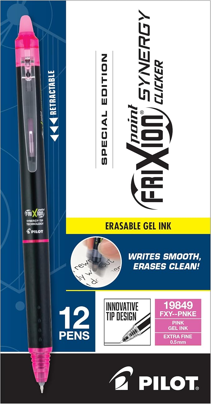 Pilot Pens, Extra Fine Point 0.5 mm, Pack of 12, Pink Ink