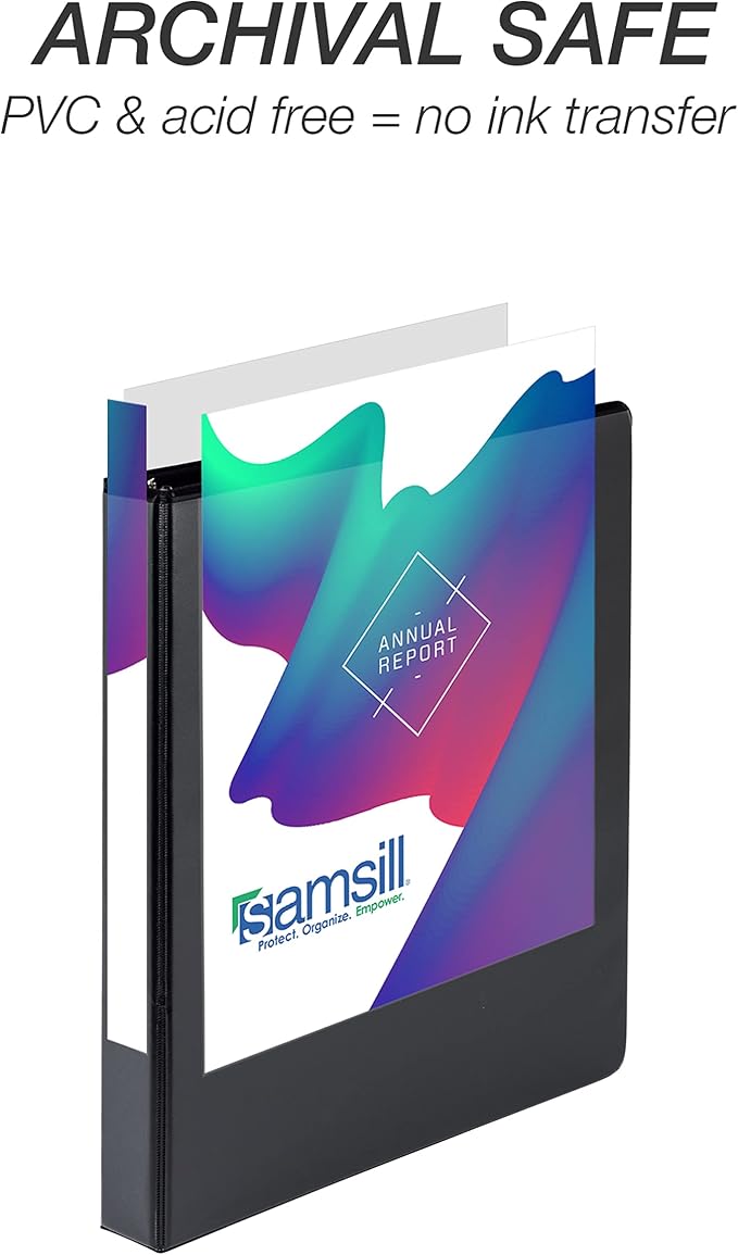 Samsill Durable 1 inch 3 Ring Binder, D Ring Binder, 100% Recycled Chipboard, Black, 24 Pack - Bulk