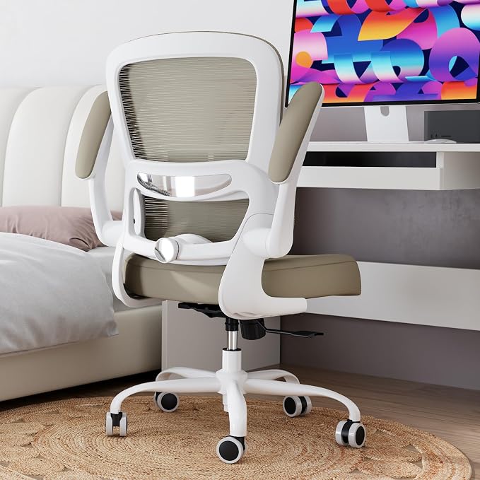 TRALT Office Chair - Ergonomic Desk Chair with Adjustable Lumbar Support, Mesh Computer Chair, Executive Chair for Home Office Comfortable Lumbar Support (1, Khaki)