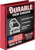 Samsill Durable 1.5 inch 3 Ring Binder, D Ring Binder, 100% Recycled Chipboard, Red