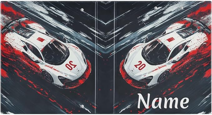 Custom 3 Ring Binder Truck Racing Car 1.5" Round Ring Binders Personalized Name View Binder with 200 Sheet for Kids School Supplies Women Men Office, 1 Pack