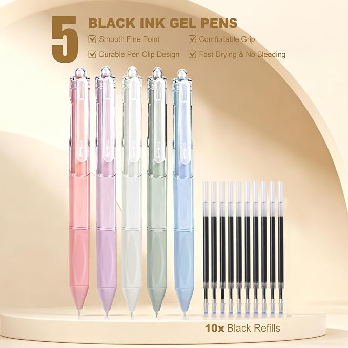 58 PCS Aesthetic School Supplies with Cute Pencil Case,12 Pastel Highlighters, 5 Gel Pens Black Ink，9 Mechanical Pencils for，Student Stationary，CollegeEssentials Gifts (pink)
