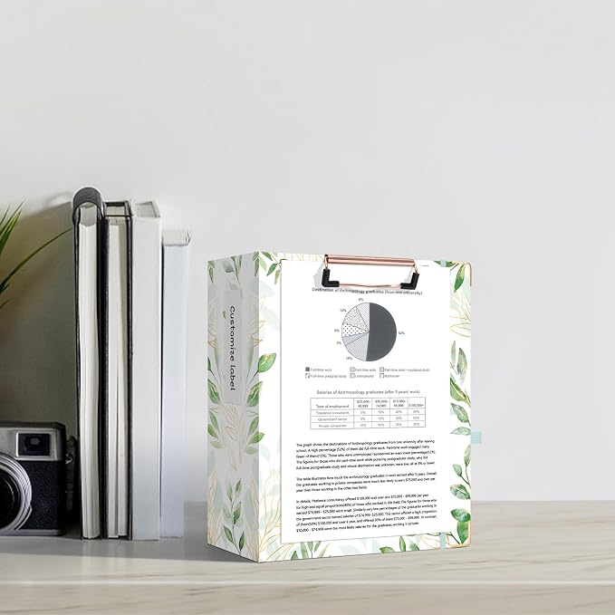 Ospelelf Small Three Ring Binder 2 Inch, Green Floral Round Ring Clipboard Binder with 5 Tab Dividers, for School and Office Supplies, Greenleaf