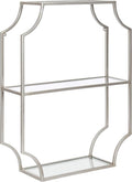 Kate and Laurel Ciel Glam Geometric Wall Shelf, 18 x 24, Silver, Decorative Shelves for Storage and Display