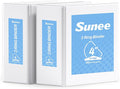 SUNEE 4 Inch Binder 3 Ring, 4" Extra Large D Ring Clear View PVC-Free (Fit 8.5x11 Inches) for Office or School Supplies, White, 2 Pack