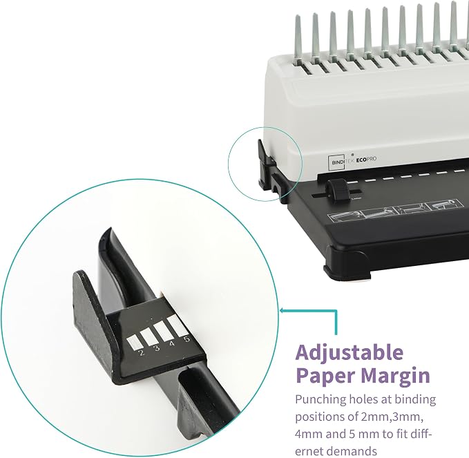 Binditek Binding Machine, Punch 12 Sheets, 450 Sheets, Adjustable Margin | Comb Binding Machine, 19-Hole, Punch 12 Sheet, 145 Sheets, with 100 Pcs 1/2" Comb Spines, for Letter Size, A5 or Smaller Size