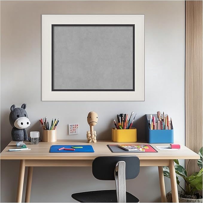 Amanti Art Silver Framed Magnetic Board 22x26 Small Vision Board for use with Magnets, 100% Metal Sheet to Display Items as Office Decor or for Home Organization in mudroom, Kitchen or Kids Room
