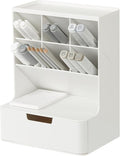 BLUE GINKGO Hive Pen Desk Organizer, White, Made in Kore | 6 Compartments. Full Drawer. Everyday Storage.