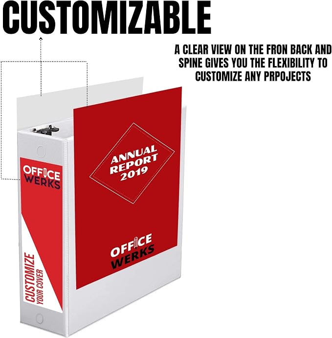 2.5 Inch 3 Ring Binder 12 Pack, Holds 475 Sheets, Round Ring, White | Presentation Binder, Customizable Clear View, PVC-Free, Gap-Free Rings, Inside Pockets, Fits 8.5x11, Assembled in USA