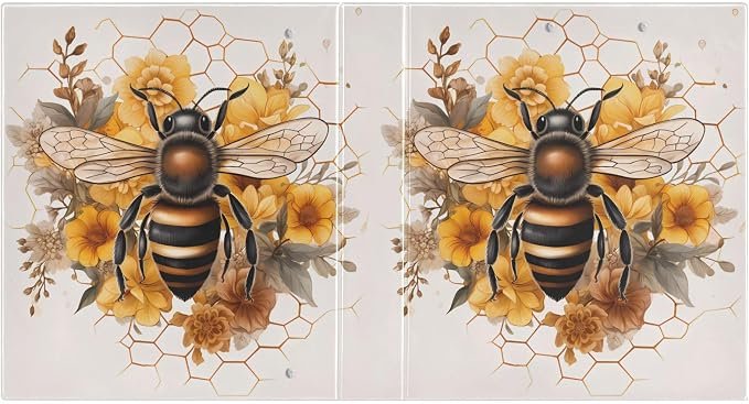 3 Ring Binder, Sunflower Honeycomb Bee File Folder Holds 200 Sheets File Storage for Women Men School Office Supplie