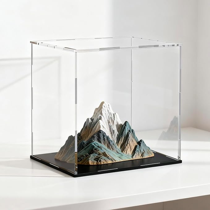 Acrylic Display Case Clear Collectible Display Box for Miniture House, Dustproof Acrylic Showcase, Easy Self Assembly Storage Cases for Action Figures and Art Figurine, 11 x 9 x 11 inch