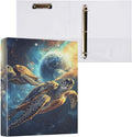 ALAZA 3 Ring Binder Two Turtle Earth Clipboard Round Ring Binder Holds 1.5 Inch Three Rings Binders for Office Supplies, 1Pack