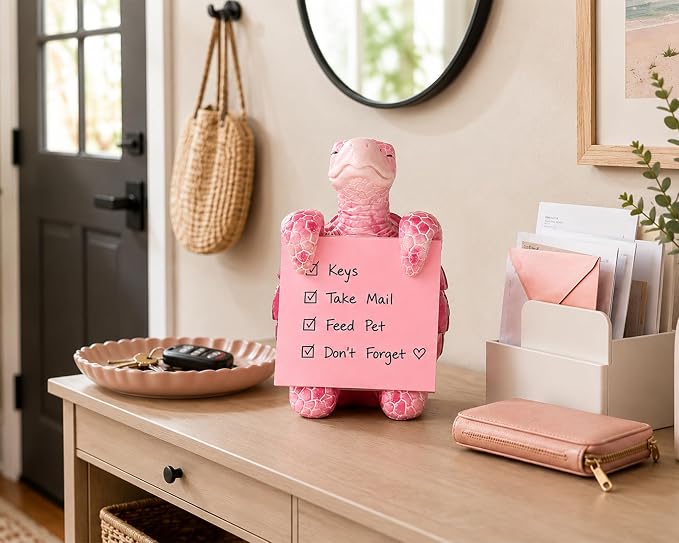 Sea Turtle Pop-Up Sticky Note Dispenser for 3 x 3 in Notes, Pink | Includes 100 sheets, handmade resin desk decor for office, home or classroom; gift for teachers, coworkers and turtle lovers