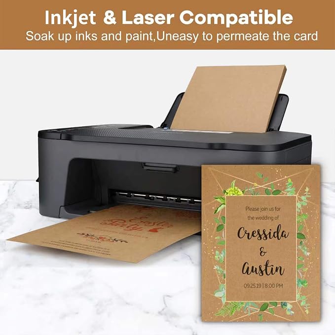 100 Sheets Kraft Paper Brown Cardstock 8.5 x 11, Goefun 80lb Card Stock Printer Paper for Invitations, Menus, Crafts, DIY Cards (Pack of 2)