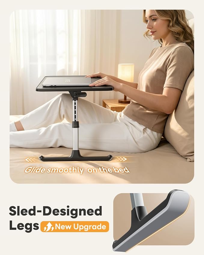 SAIJI Height & Angle Adjustable Lap Desk Laptop Stand for Bed | LightWeight Foldable Portable Laptop Table for Couch Sofa Chair Floor
